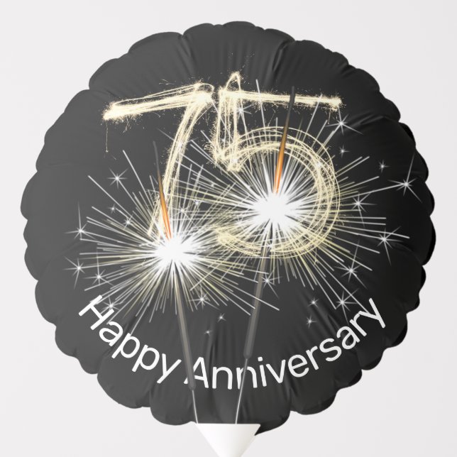 75th Anniversary Sparklers on Black   Balloon (Front)