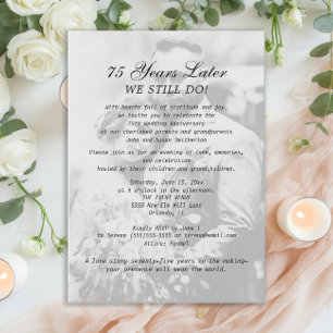 75th Anniversary Wedding Photo Elegant Formal Invitation