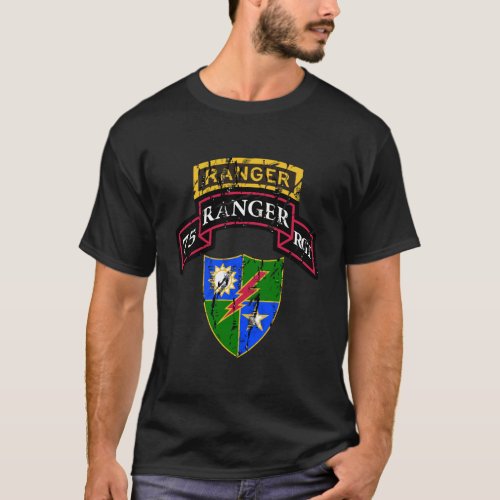 75Th Army Ranger Shirt Scroll Tab Dui Distressed