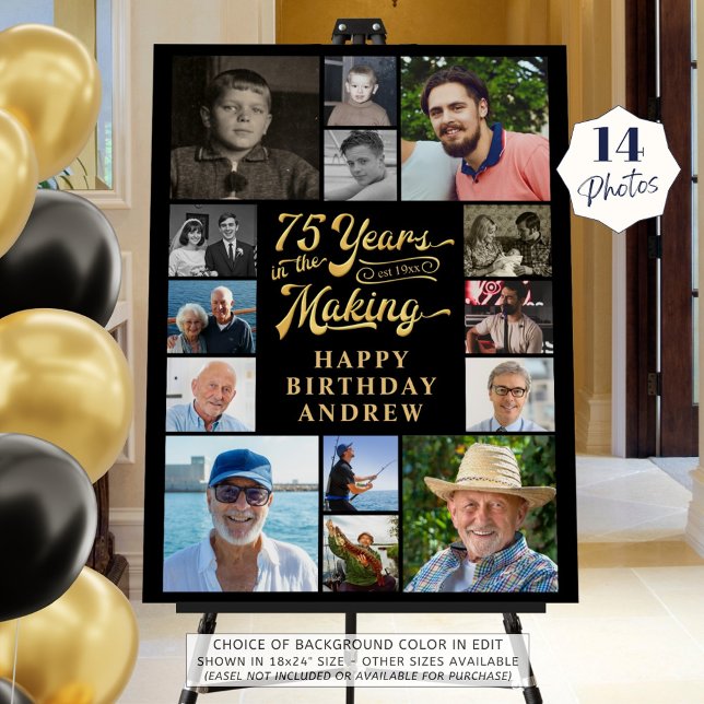 75th Birthday 14 Photo Collage YEARS IN THE MAKING Foam Board (Creator Uploaded)