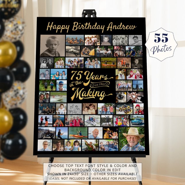 75th Birthday 55 Photo Collage YEARS IN THE MAKING Foam Board (Creator Uploaded)