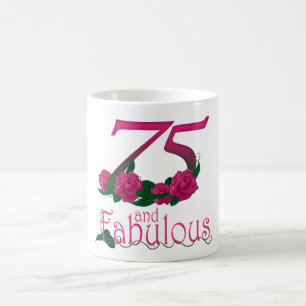 75th birthday 75 pink rose flower mug