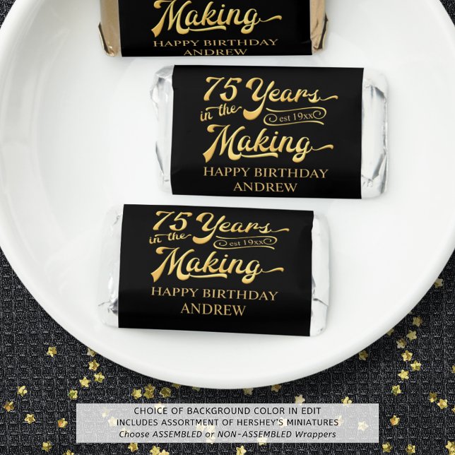 75th Birthday 75 YEARS IN THE MAKING Black Gold Hershey's Miniatures (Creator Uploaded)