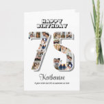 75th Birthday Anniversary Number 75 Photo Collage Card<br><div class="desc">Celebrate 75th birthday or wedding anniversary with this printable photo collage. Choose your favorite photos for display. Customize the name, text and date to fit your occasion. This will be a lovely keepsake with personalized message to look back on with family and friends. If you need any other number as...</div>