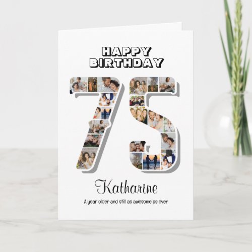 75th Birthday Anniversary Number 75 Photo Collage Card