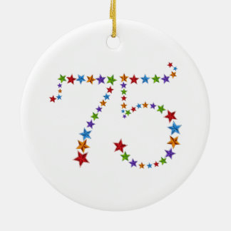 75th Birthday Anniversary Star Pattern Number Ceramic Ornament