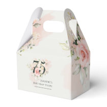 75th Birthday Any Age Pink Floral Greenery Floral Favor Boxes