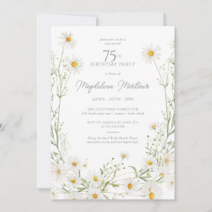75th Birthday April Birth Month Flower Daisy Invitation