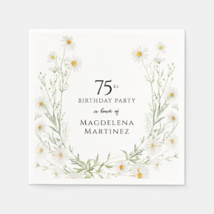 75th Birthday April Birth Month Flower Daisy Napkins