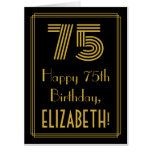 [ Thumbnail: 75th Birthday: Art Deco Inspired Look “75” + Name Card ]