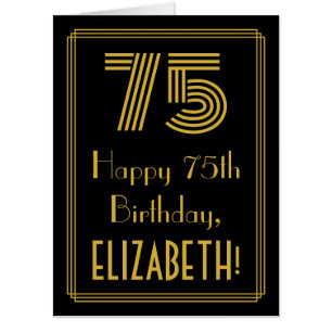 75th Birthday: Art Deco Inspired Look “75” + Name Card