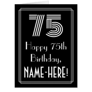 75th Birthday — Art Deco Inspired Look “75” + Name Card