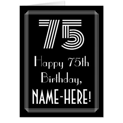 75th Birthday  Art Deco Inspired Look 75  Name Card