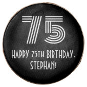 75th Birthday - Art Deco Inspired Look "75", Name Chocolate Covered Oreo (Front)