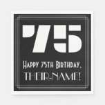 [ Thumbnail: 75th Birthday: Art Deco Inspired Look "75" + Name Napkins ]