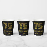 [ Thumbnail: 75th Birthday: Art Deco Inspired Look “75” & Name Paper Cups ]