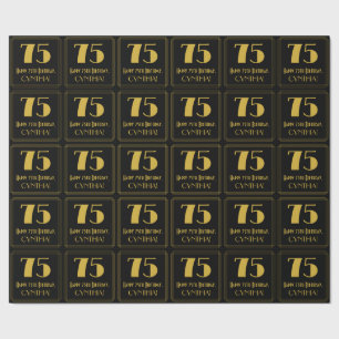 75th Birthday ~ Art Deco Inspired Look "75", Name Wrapping Paper