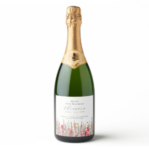 75th Birthday August Birth Flower Party Supplies  Sparkling Wine Label