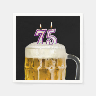 75th Birthday Beer on black Napkins