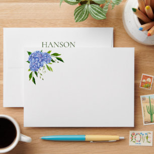 75th Birthday Blue Hydrangeas Return Address Envelope