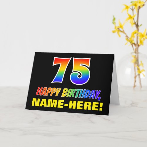 75th Birthday Bold Fun Simple Rainbow 75 Card