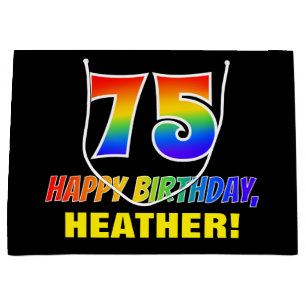 75th Birthday: Bold, Fun, Simple, Rainbow 75 Large Gift Bag