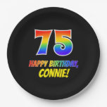 [ Thumbnail: 75th Birthday: Bold, Fun, Simple, Rainbow 75 Paper Plates ]