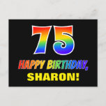 [ Thumbnail: 75th Birthday: Bold, Fun, Simple, Rainbow 75 Postcard ]