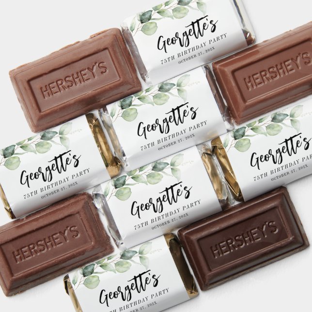 75th Birthday Botanical Eucalyptus Greenery Hershey's Miniatures (Assorted)