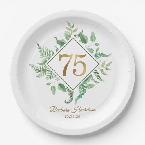 75th Birthday Botanical  Paper Plates