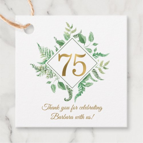 75th Birthday Botanical Thank You  Favor Tags
