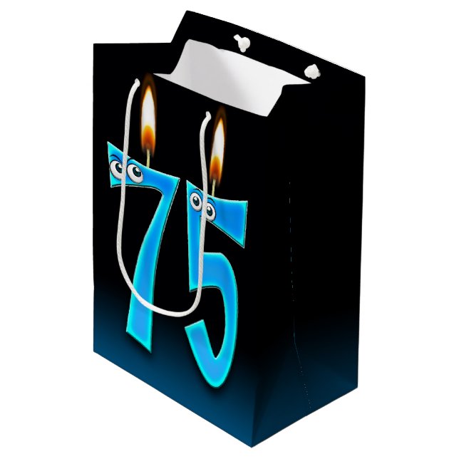 75th Birthday Candles Medium Gift Bag (Front Angled)