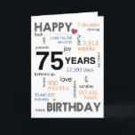 75th Birthday Card<br><div class="desc">Birthday Card Inside: May your special day be filled with joy, laughter, and unforgettable moments that you can cherish for years to come. Wishing you all the happiness in the world on your birthday and always! Description: Let's commemorate the incredible 75th birthday milestone with our delightful Happy 75th Birthday card!...</div>