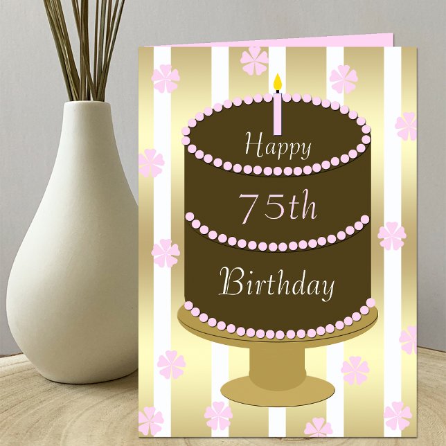 75th Birthday Card Cake in Pink (Creator Uploaded)