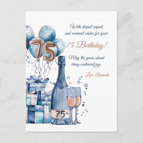 75th Birthday Card Personalised for Men
