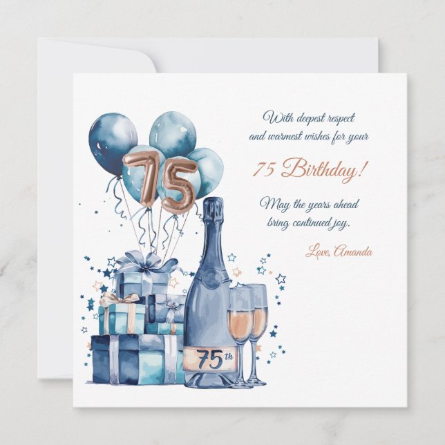 75th Birthday Card Personalised for Men (Front)