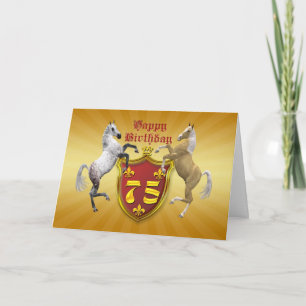 75th birthday card with a coat of arms