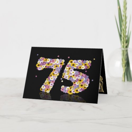 75th birthday card with flowery letters
