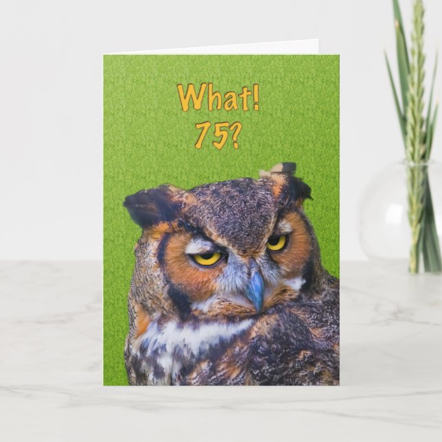 75th Birthday Card with Great Horned Owl (Front)