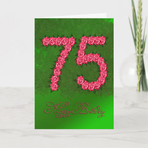 75th birthday card with roses and leaves