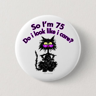 75th Birthday Cat Button