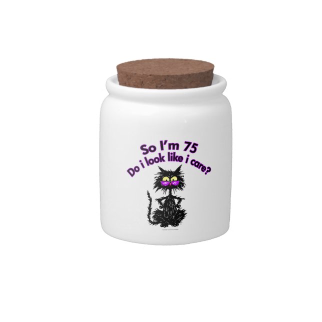 75th Birthday Cat Candy Jar (Front)