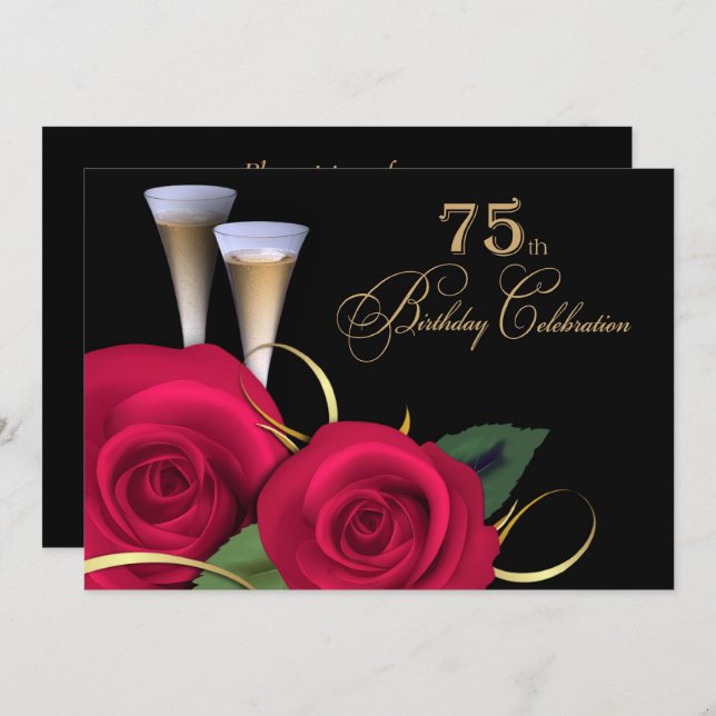 75th Birthday Celebration Custom Invitations (Front/Back)