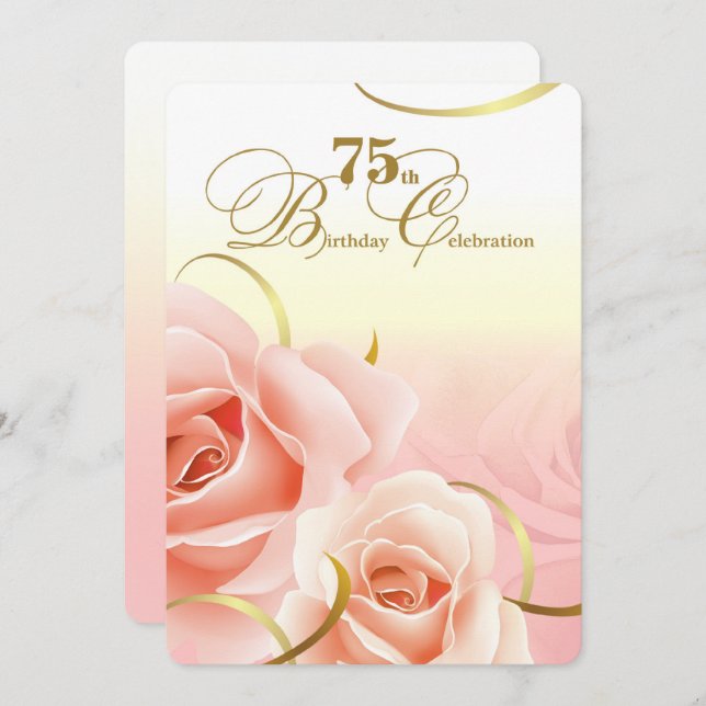 75th Birthday Celebration Custom Invitations (Front/Back)