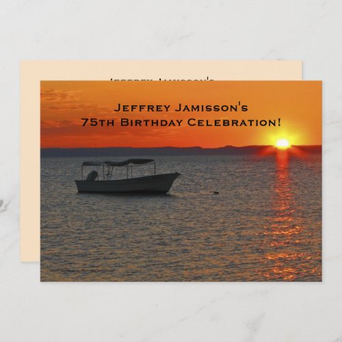 75th Birthday Celebration Invitation Fishing Boat Invitation