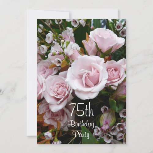 75th Birthday Celebration-Pink Roses Custom Invitations