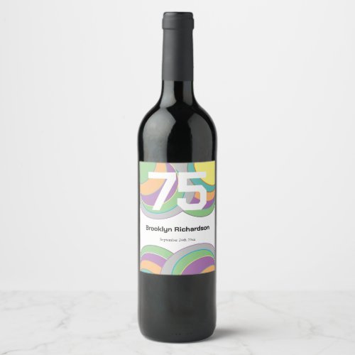 75th birthday colorful circles pastel modern  wine label