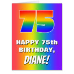 [ Thumbnail: 75th Birthday: Colorful, Fun Rainbow Pattern # 75 Card ]