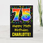 [ Thumbnail: 75th Birthday: Colorful Music Symbols + Rainbow 75 Card ]
