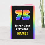 [ Thumbnail: 75th Birthday: Colorful Rainbow # 75, Custom Name Card ]